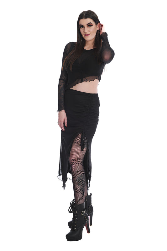 Banned Umbra Mesh Ruched Skirt - Kate's Clothing