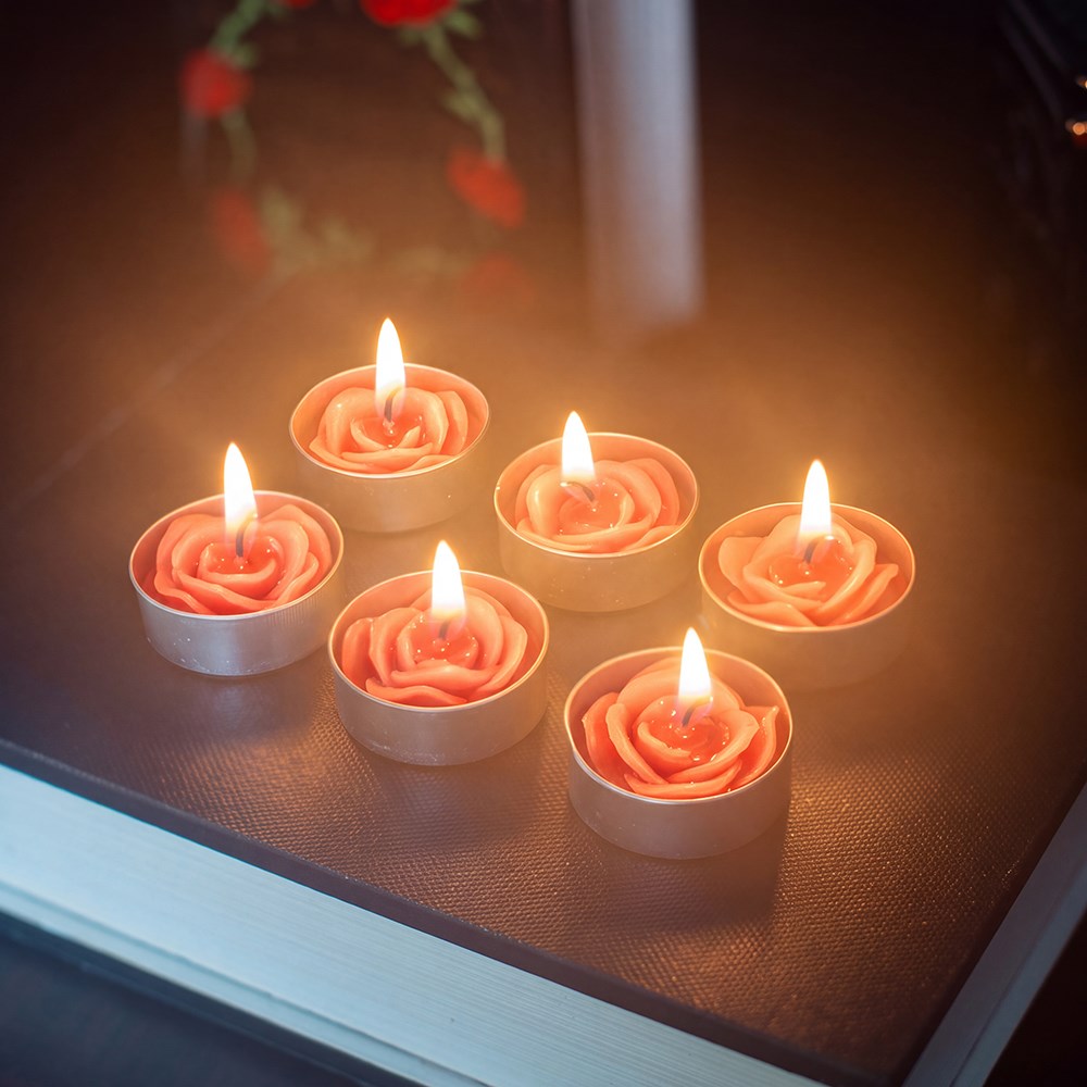 Gothic Gifts Pack of 6 Rose Shaped Tealights