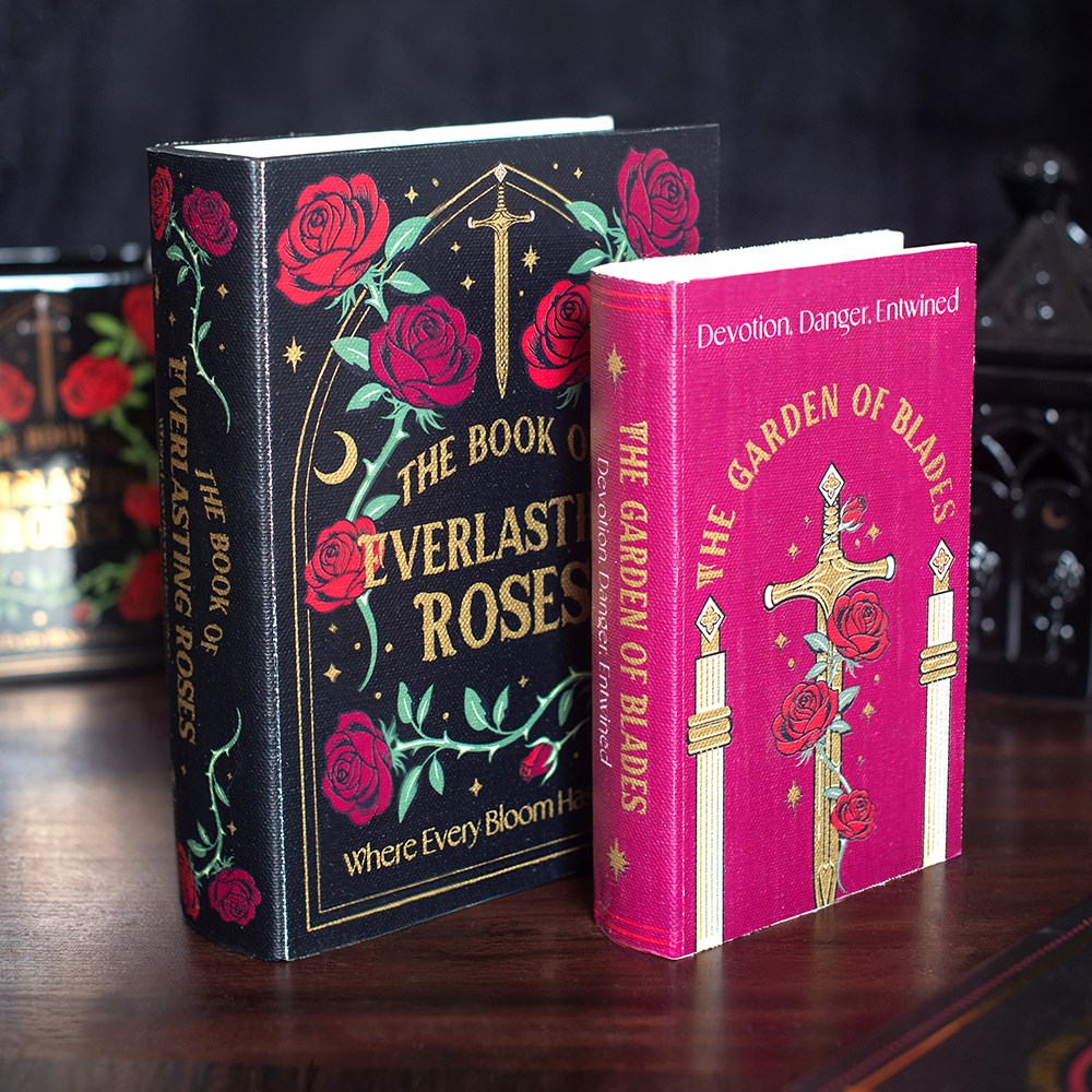 Gothic Gifts Set of 2 Gothic Rose Book Shaped Storage Boxes