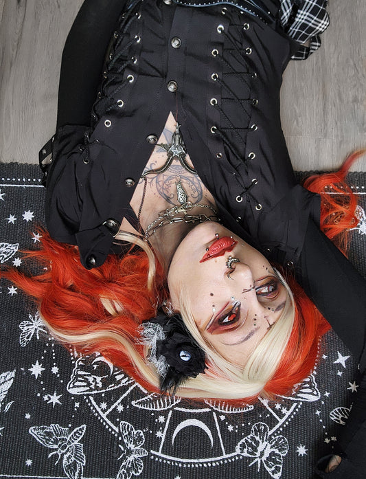 Valentinescorpse in Dark in Love Ruptured Lace-Up Alternative Shirt