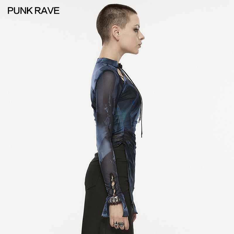 Punk Rave Verity Long Sleeved Top - Grey - Kate's Clothing