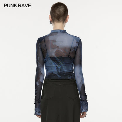 Punk Rave Verity Long Sleeved Top - Grey - Kate's Clothing