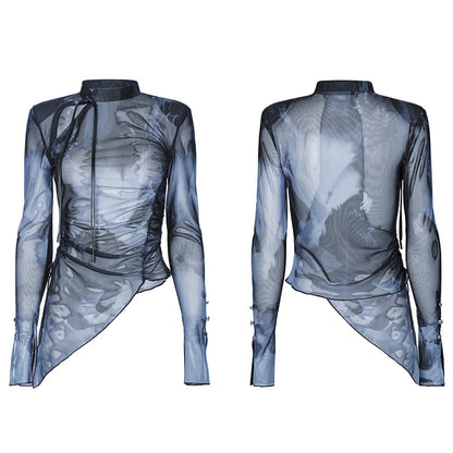 Punk Rave Verity Long Sleeved Top - Grey - Kate's Clothing