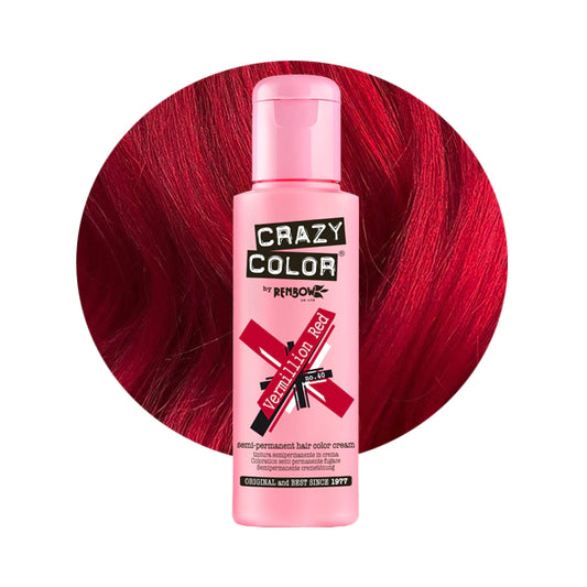 Crazy Colour Semi Permanent Hair Dye - Vermillion Red - Kate's Clothing