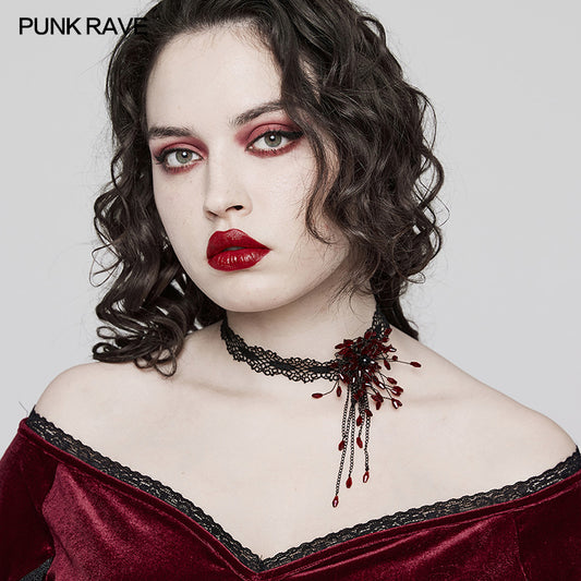 Punk Rave Violeta Choker - Red - Kate's Clothing