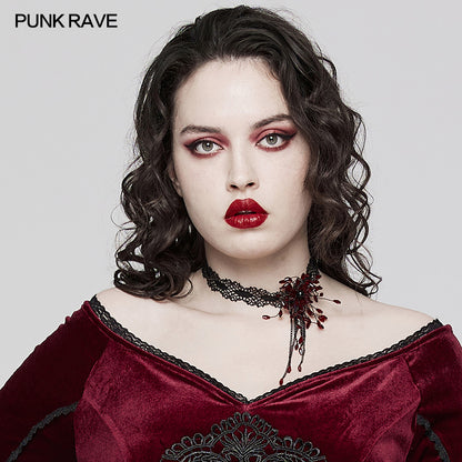 Punk Rave Violeta Choker - Red - Kate's Clothing