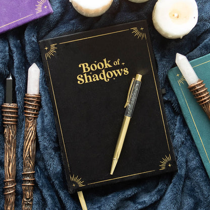 Gothic Gifts Journal with Book of Shadows Print and Black Obsidian Crystal Pen