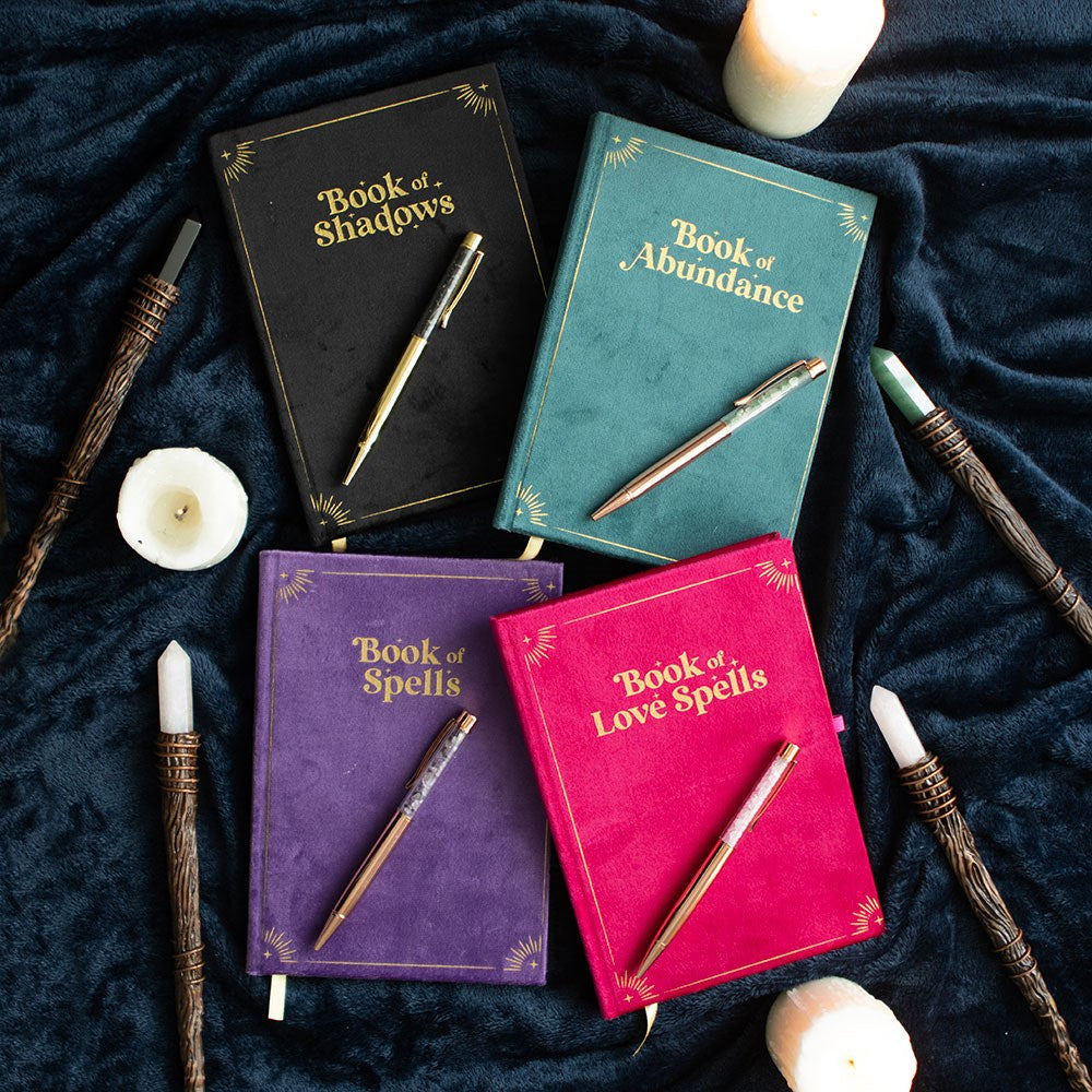 Gothic Gifts Journal with Book of Shadows Print and Black Obsidian Crystal Pen
