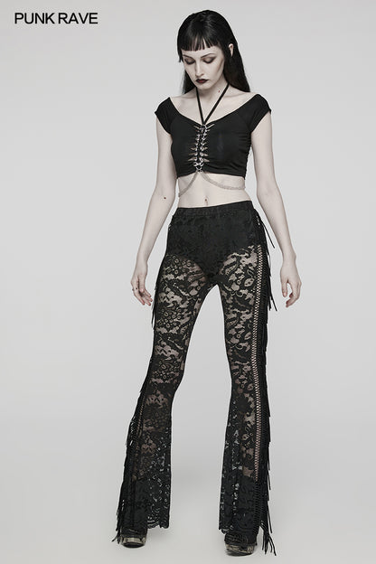 Punk Rave Tasselled Lace Athena Trousers - Kate's Clothing