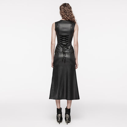 Punk Rave Calista Faux Leather Maxi Dress - Kate's Clothing