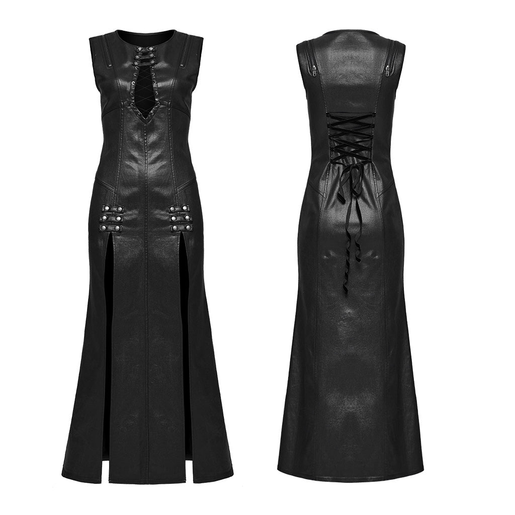 Punk Rave Calista Faux Leather Maxi Dress - Kate's Clothing