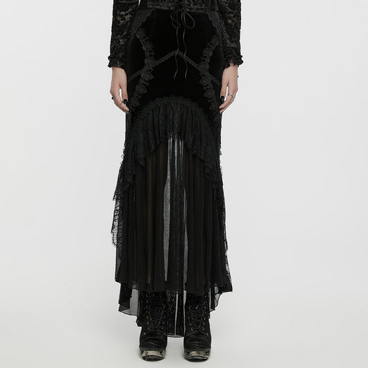 Punk Rave Minerva Black Velvet Fishtail Skirt