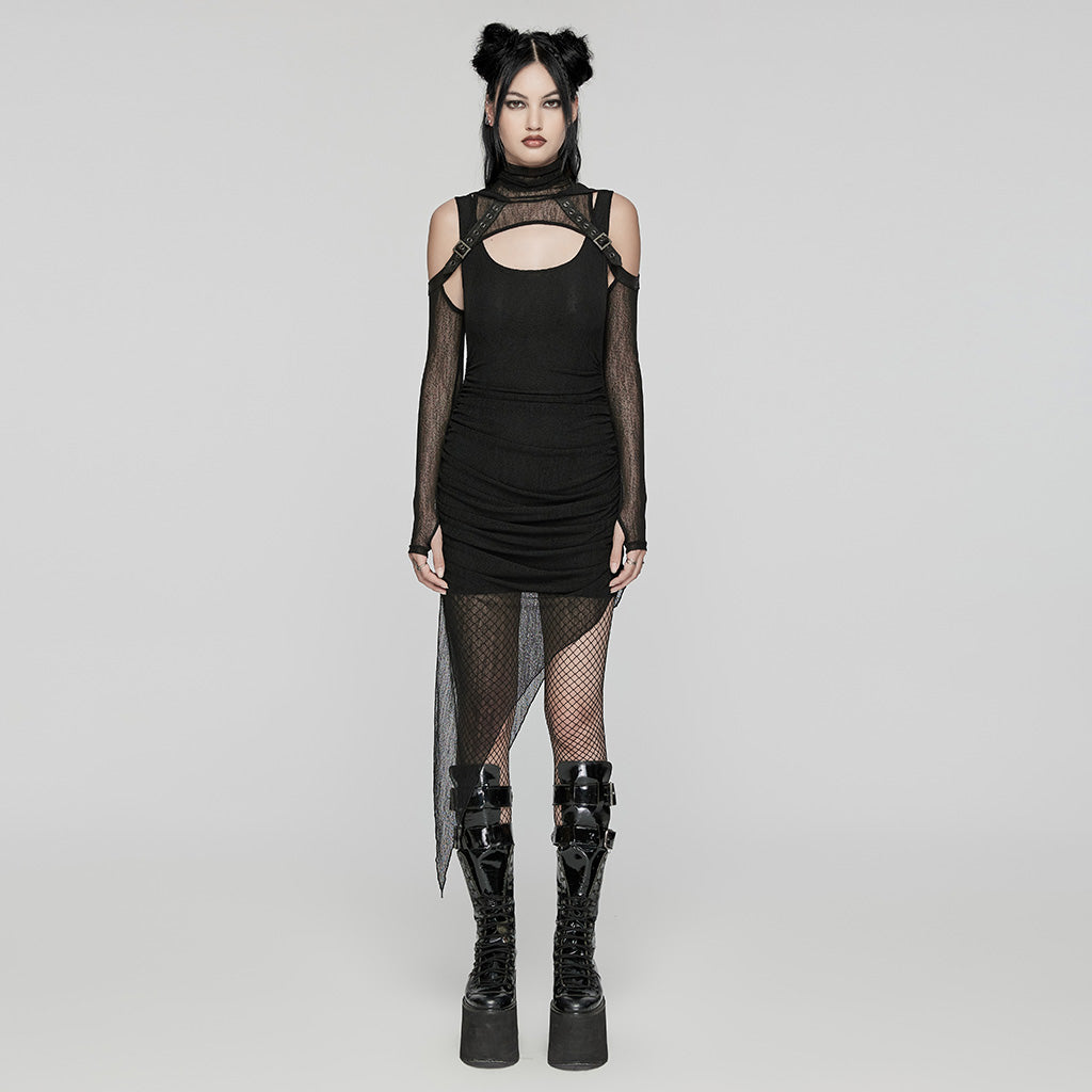 Punk Rave Zenovia Gothalyptic Mesh Two Piece Dress - Kate's Clothing