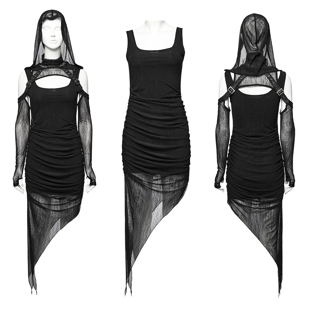 Punk Rave Zenovia Gothalyptic Mesh Two Piece Dress - Kate's Clothing