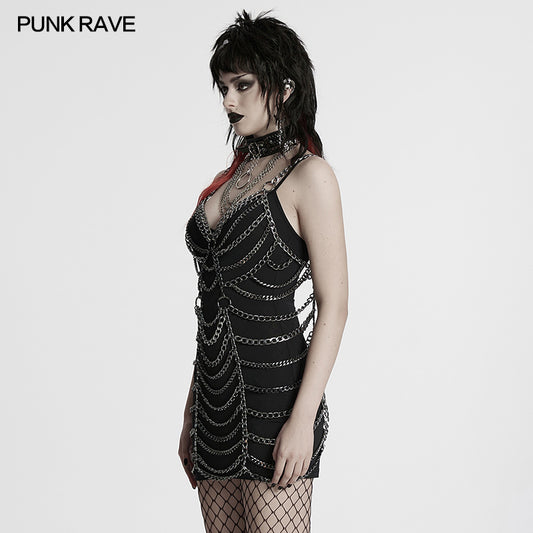 Punk Rave Anslie Metal Chain Dress - Kate's Clothing