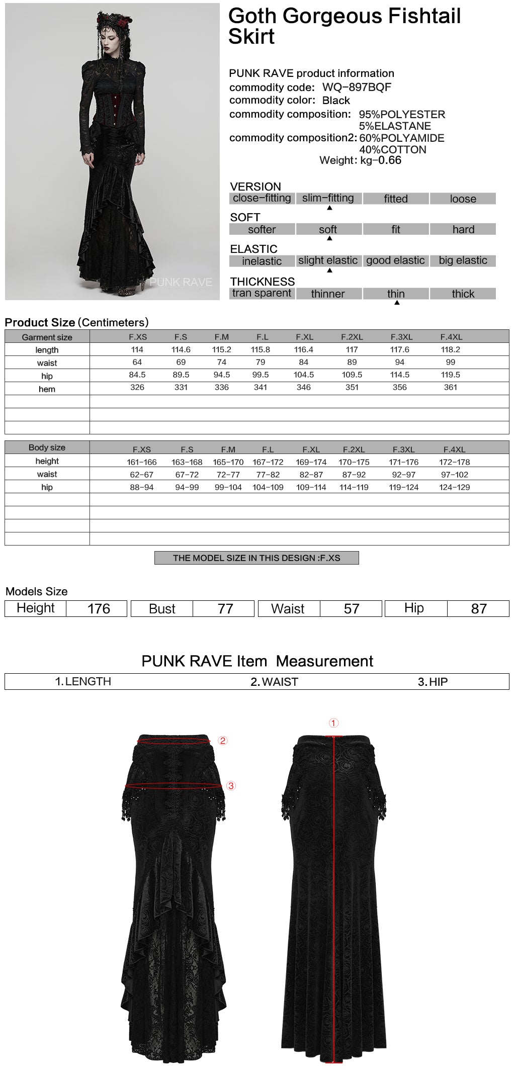 Punk Rave Goth Gorgeous Fishtail Skirt