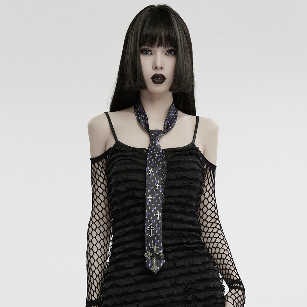 Punk Rave Virginia Neck Tie with Crosses - Kate's Clothing