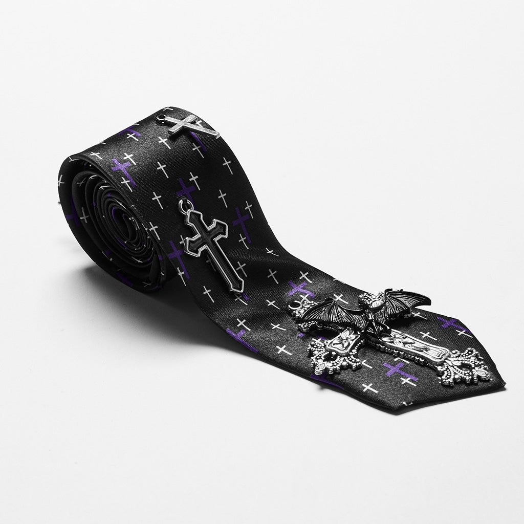 Punk Rave Virginia Neck Tie with Crosses - Kate's Clothing