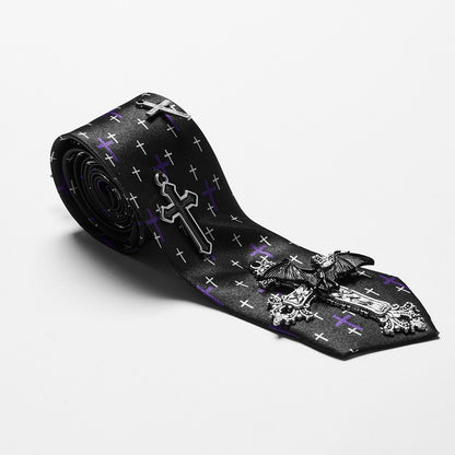 Punk Rave Virginia Neck Tie with Crosses - Kate's Clothing