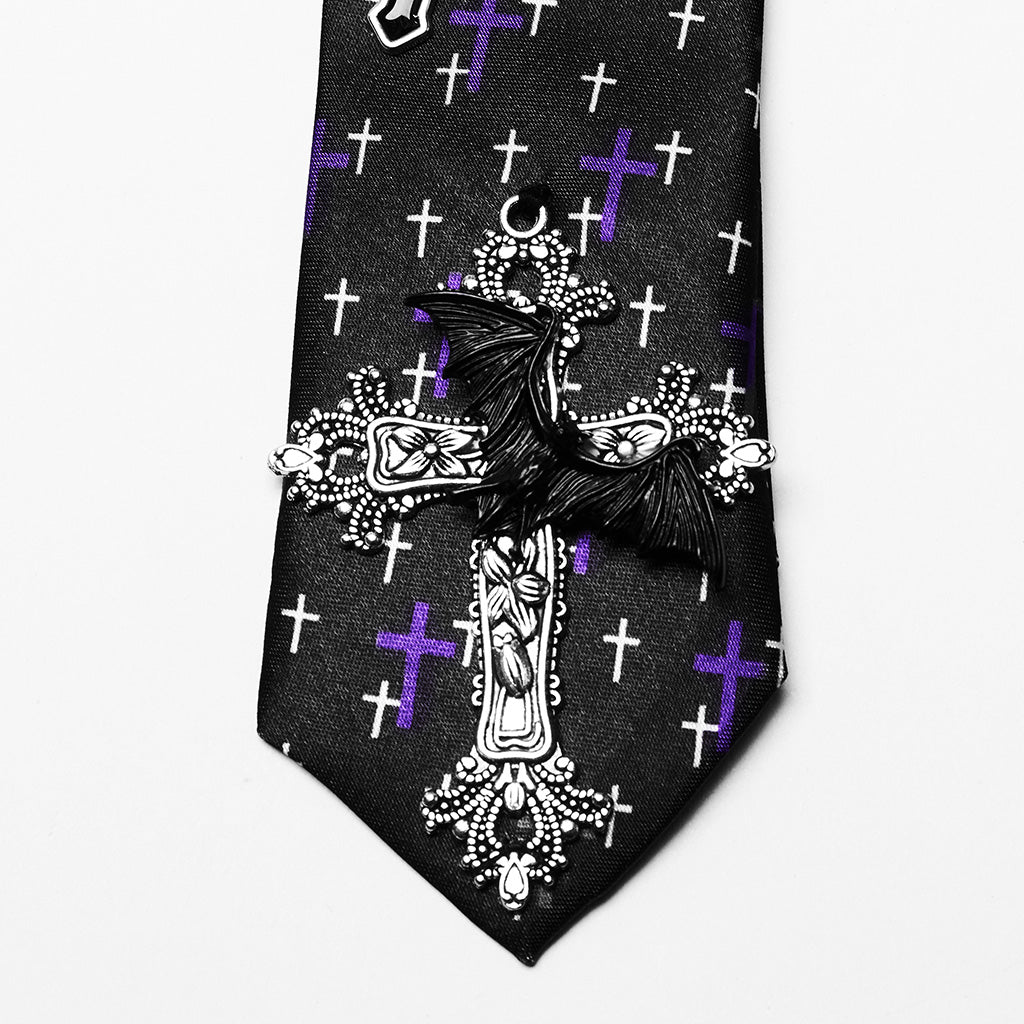 Punk Rave Virginia Neck Tie with Crosses - Kate's Clothing