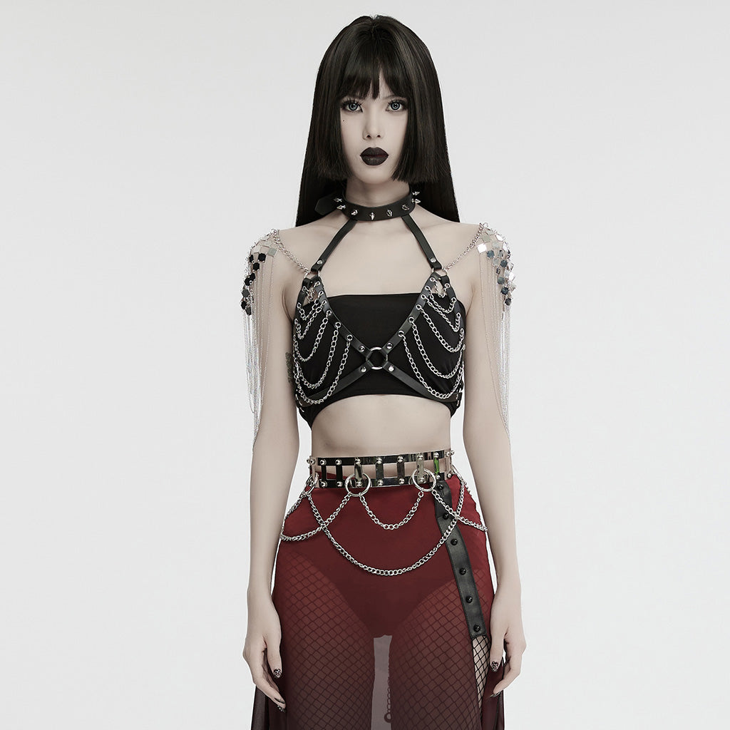 Punk Rave Georgette statement Chain Harness