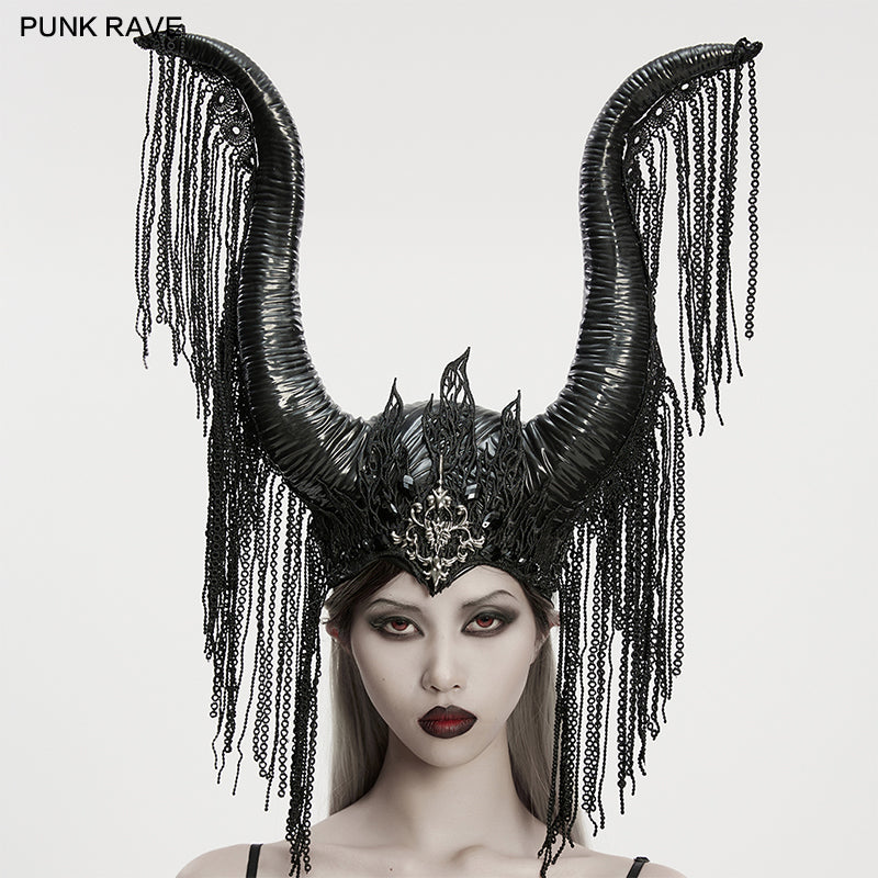 Punk Rave Morrigan Goth Magic Witch Horns Headpiece