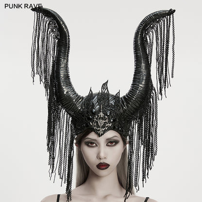 Punk Rave Morrigan Goth Magic Witch Horns Headpiece