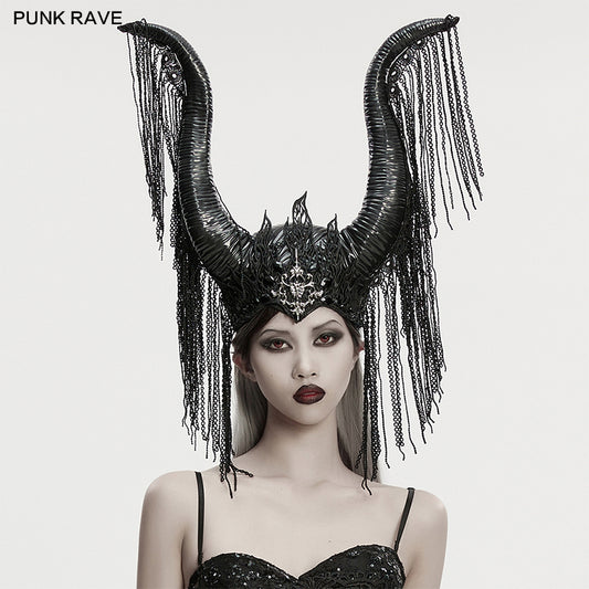 Punk Rave Morrigan Goth Magic Witch Horns Headpiece