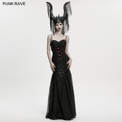 Punk Rave Morrigan Goth Magic Witch Horns Headpiece