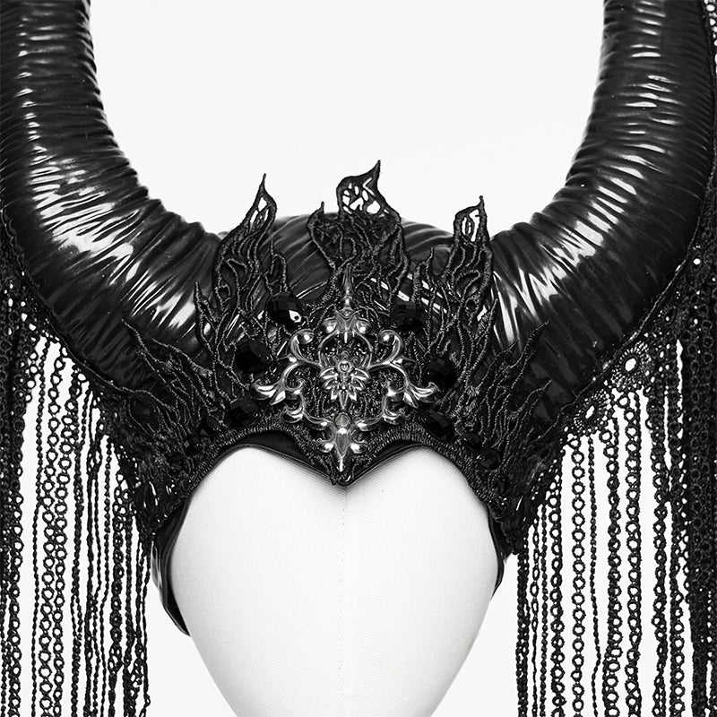 Punk Rave Morrigan Goth Magic Witch Horns Headpiece