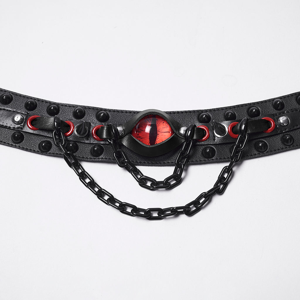 Black and red gothic demon collar flat lay