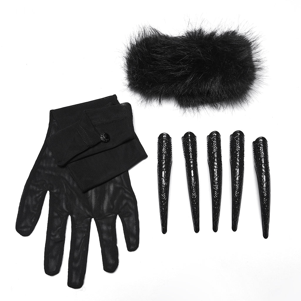 Punk Rave Fluffy Goth Gloves