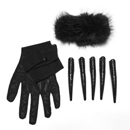 Punk Rave Fluffy Goth Gloves