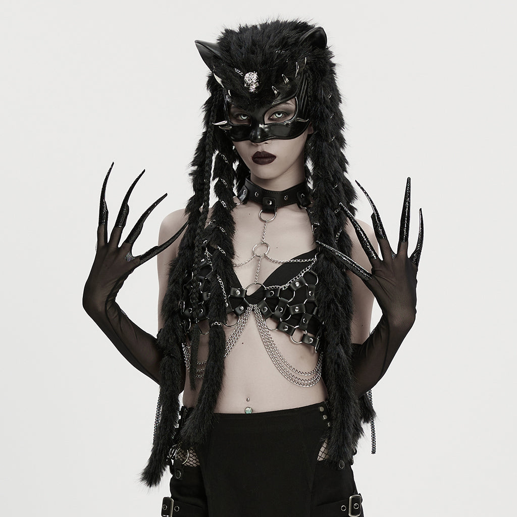 Punk Rave Fluffy Goth Gloves