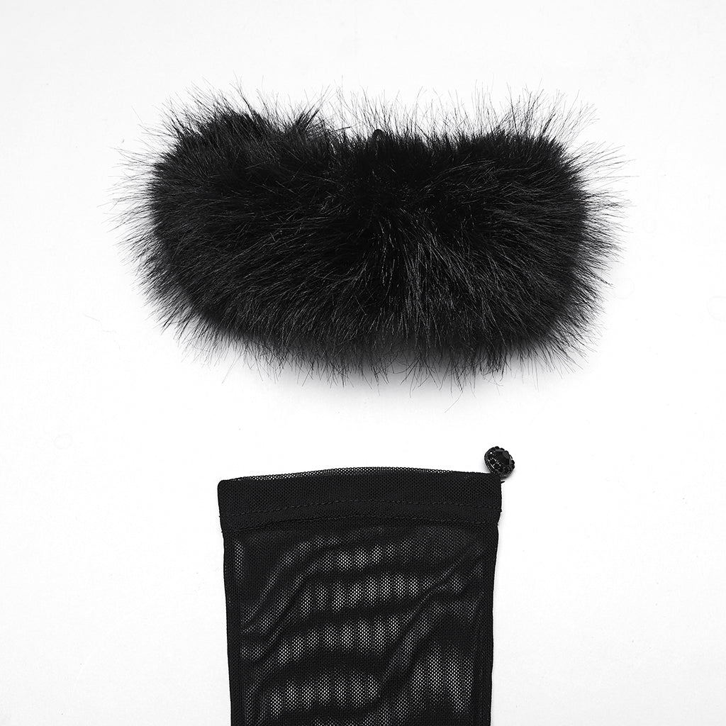 Punk Rave Fluffy Goth Gloves