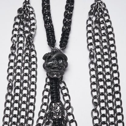 Punk Rave Doomsday Punk Snake-Wrapped Skull Necklace