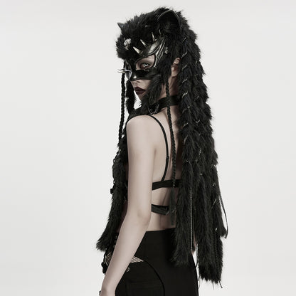 Punk Rave Punk Fox Head Braided Hood