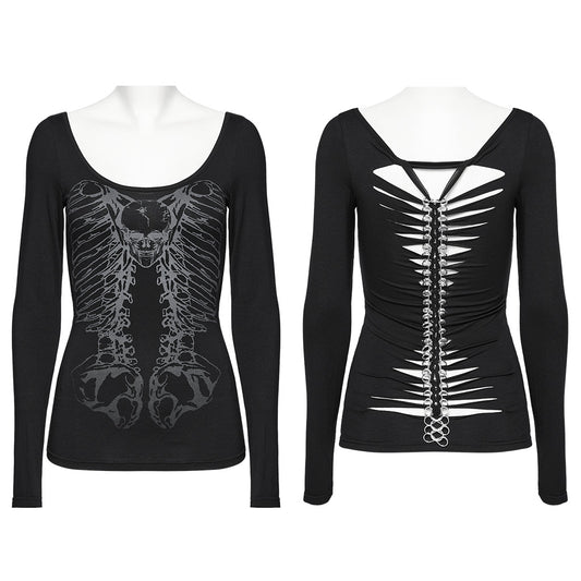 Punk Rave Anatolia Backbone Chain Long Sleeve Top - Kate's Clothing