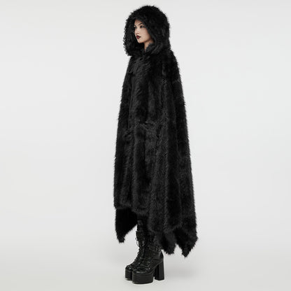 Punk Rave Izya Faux Fur Cloak in Black - Kate's Clothing