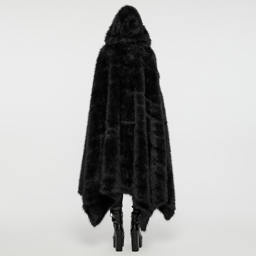 Punk Rave Izya Faux Fur Cloak in Black - Kate's Clothing