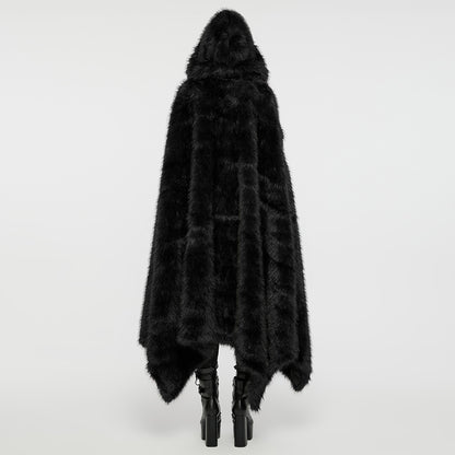 Punk Rave Izya Faux Fur Cloak in Black - Kate's Clothing