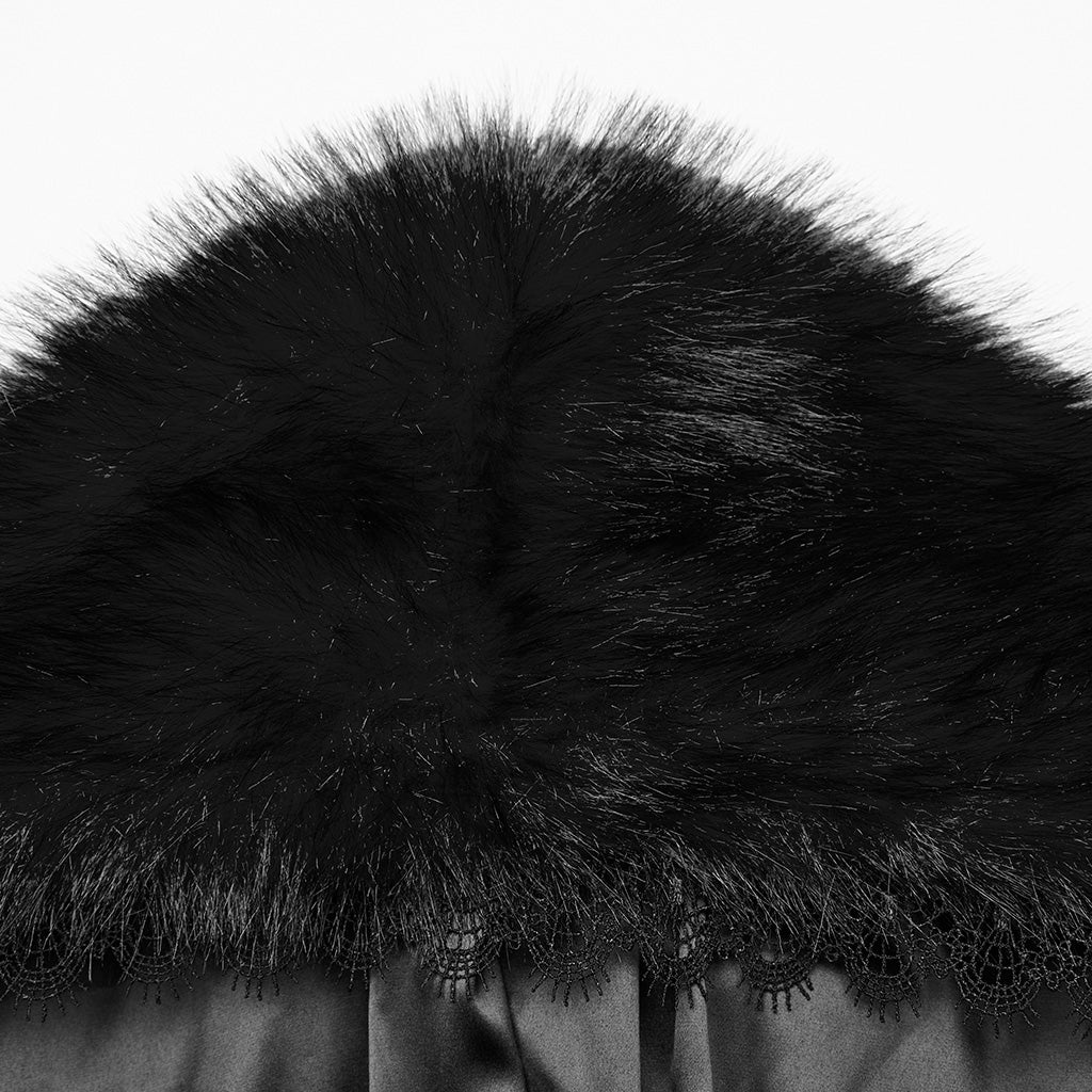 Punk Rave Izya Faux Fur Cloak in Black - Kate's Clothing