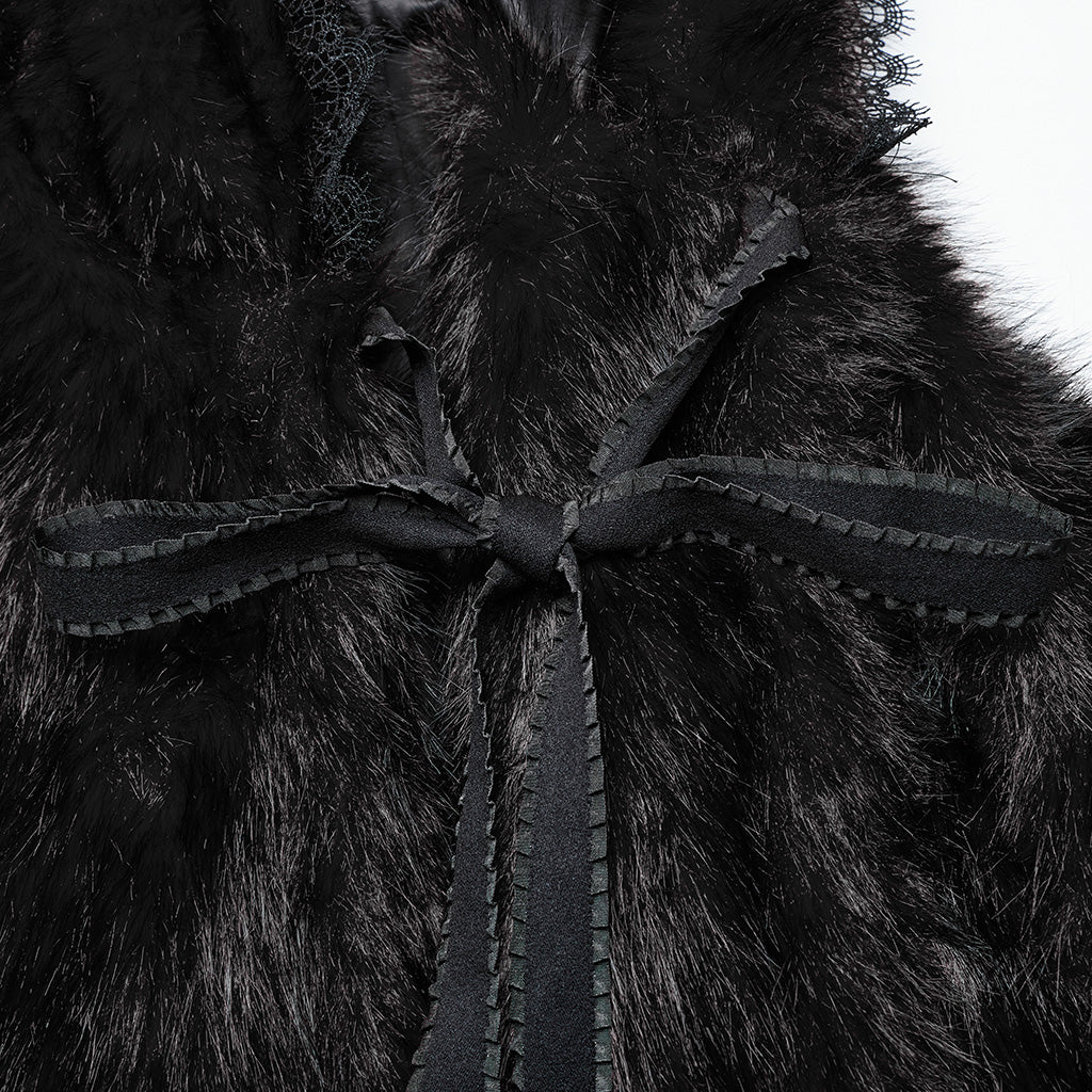 Punk Rave Izya Faux Fur Cloak in Black - Kate's Clothing