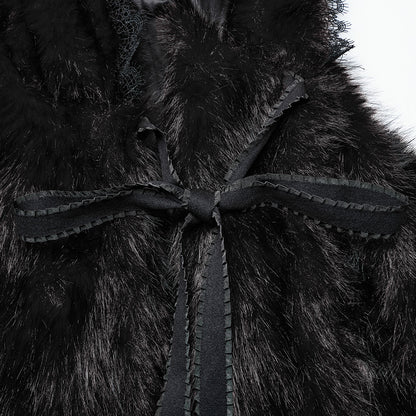 Punk Rave Izya Faux Fur Cloak in Black - Kate's Clothing
