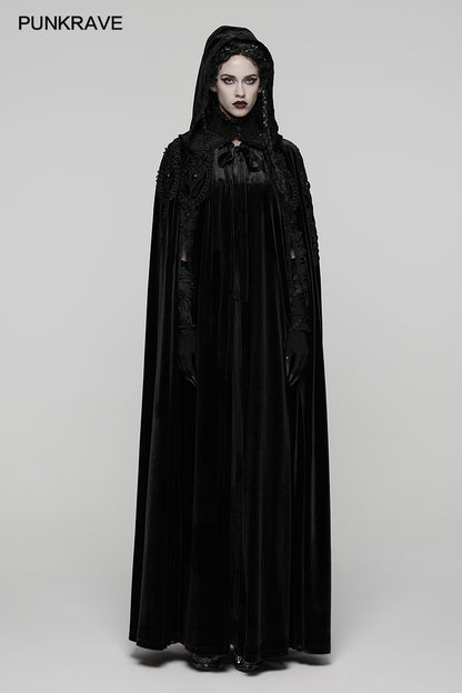 Punk Rave Goth Velvet Cloak – Black