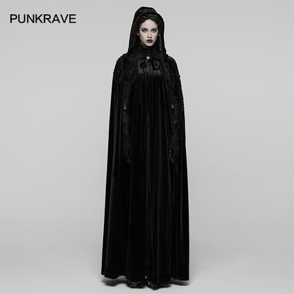 Punk Rave Goth Velvet Cloak – Black
