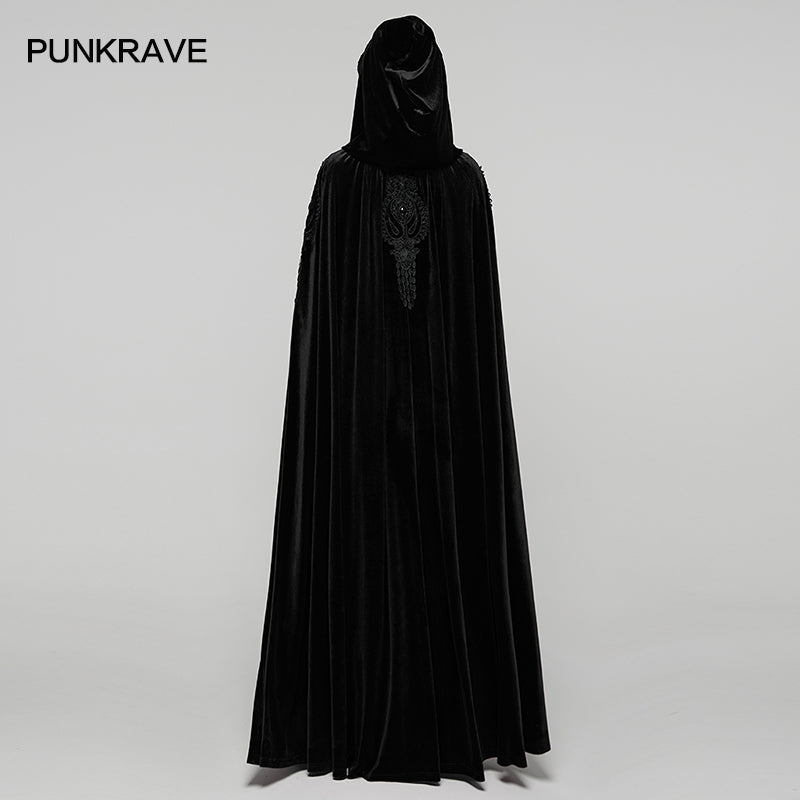 Punk Rave Goth Velvet Cloak – Black