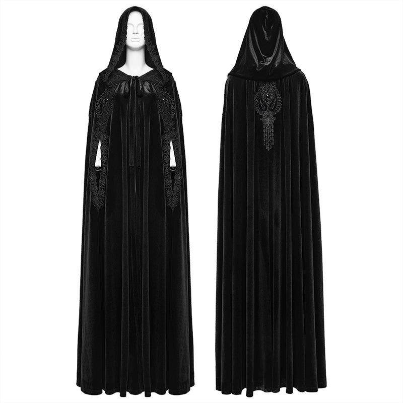Punk Rave Goth Velvet Cloak – Black
