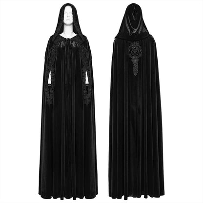 Punk Rave Goth Velvet Cloak – Black