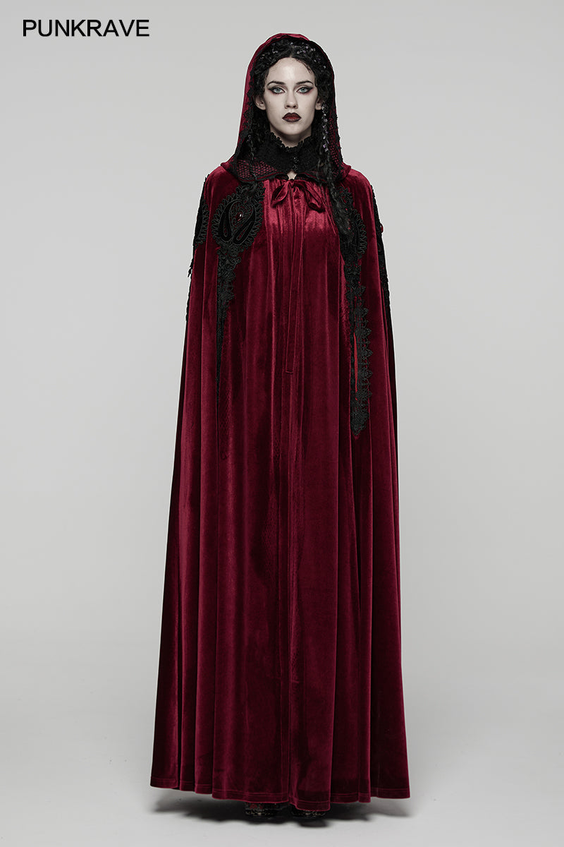 Punk Rave Seraphiel Goth Velvet Cloak – Red
